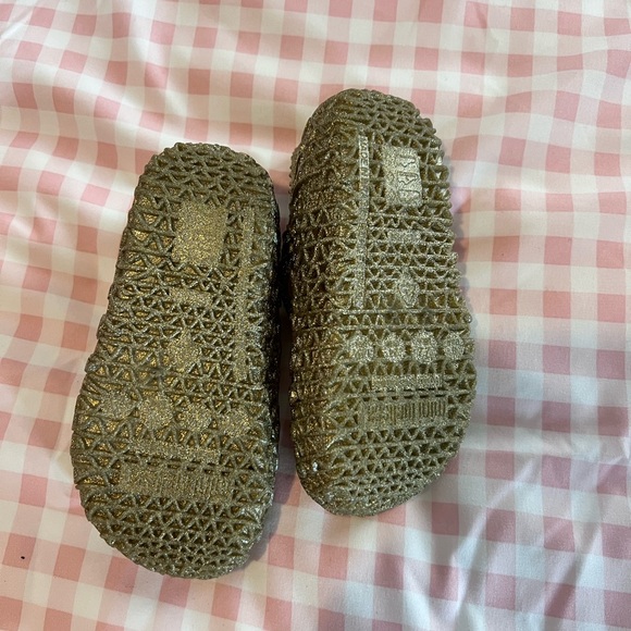 Mini Melissa Sparkling Gold Kids Dress Shoes - Picture 2 of 2